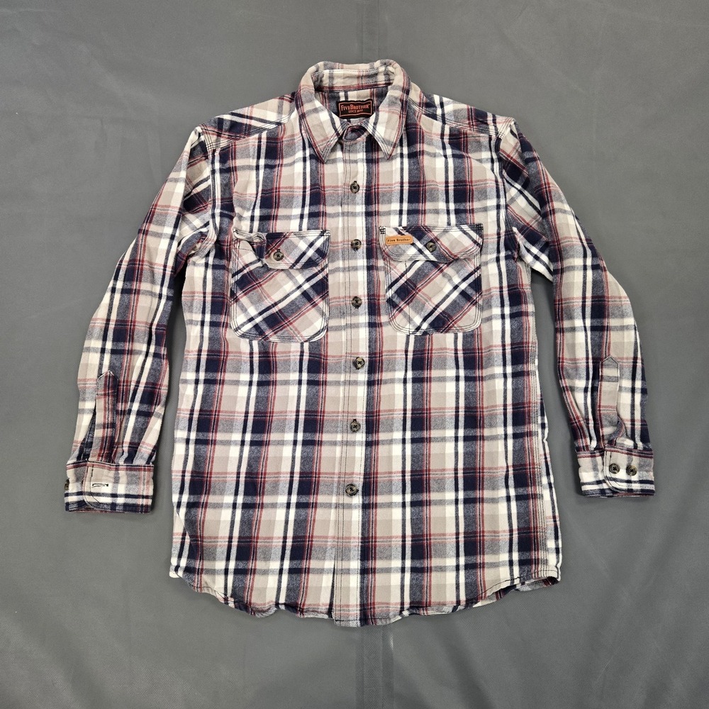 Five Brother Shirt Mens Sz Medium‎ Flannel Shirt Plaid Lumberjack Flap Pockets